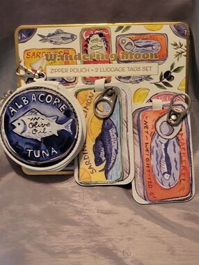 Albacore Tuna Zipper Pouch + Sardine Luggage Tags Set